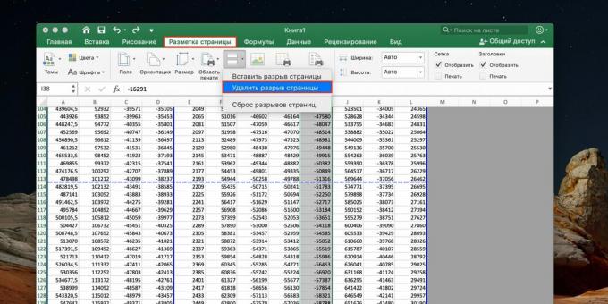 How to remove page break in Excel