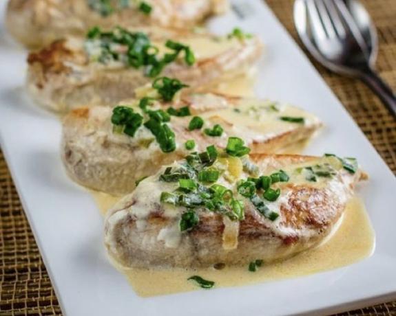 chicken dishes, Chicken breast in cream sauce with green onions