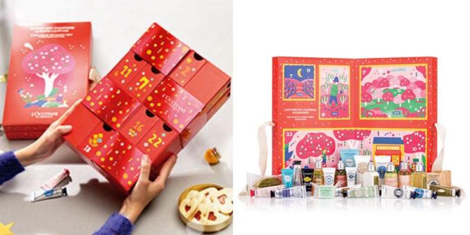 Advent calendar with a set of cosmetics