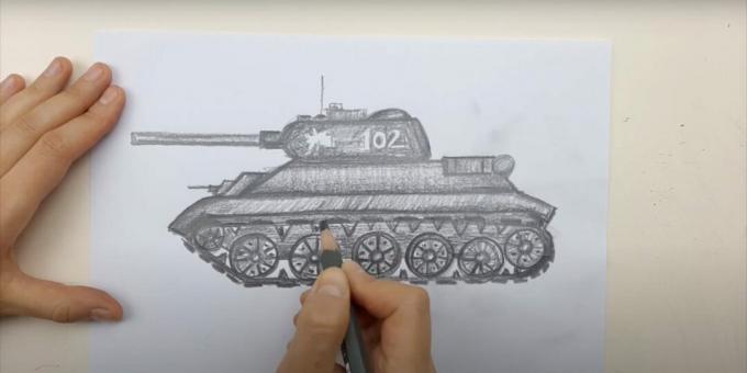 How to draw a tank: paint over the tank completely