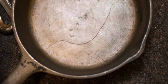 Cast Iron Cookware: Old cast iron with a crack