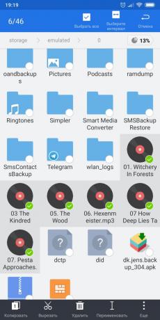 ES File Explorer: Select a group of files