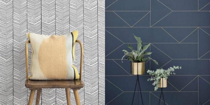 Wallpapers for bedrooms with geometric patterns