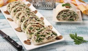 Lavash roll with chicken and mushrooms