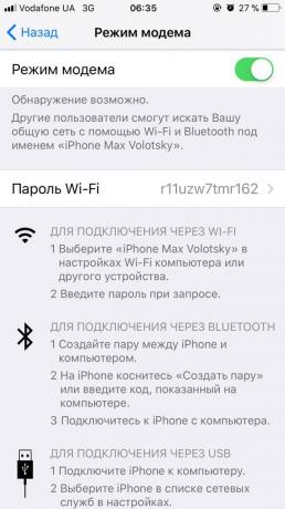 How to distribute the internet from your phone to iOS: activate the "modem mode" via a switch