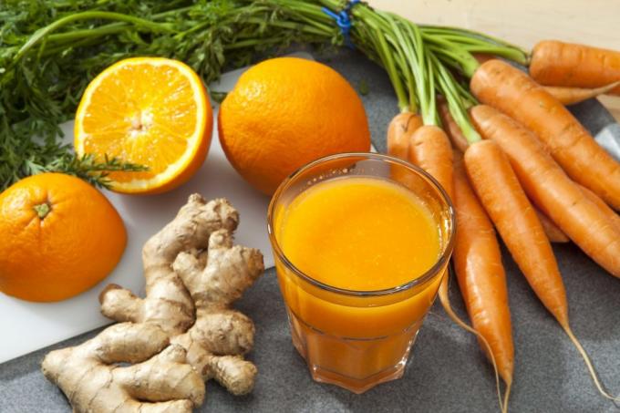 Carrot and orange juice with ginger