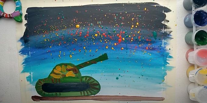 How to draw a tank: paint the ground and add colored strokes