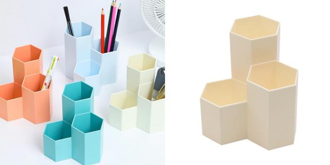 Stationery organizers with honeycomb compartments