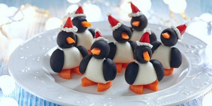 Olive penguins. The cutest appetizer for New Years