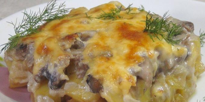 Potato gratin with mushrooms