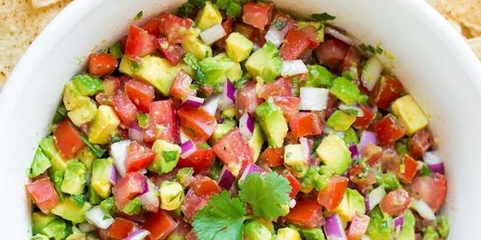 Salsa with avocado and tomatoes