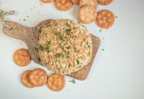 Cheese snack with peanuts and parsley