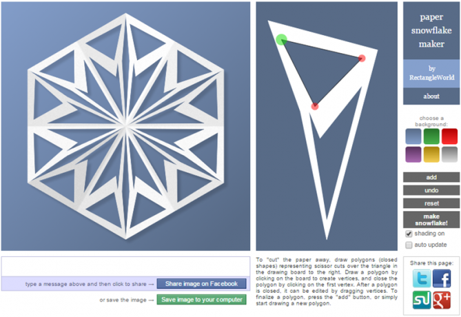 Web service PaperSnowflake helps to imagine how it will look like a paper snowflake