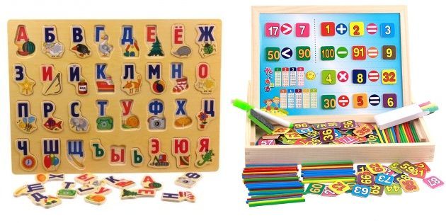 Baby gifts for the new year: Educational board with numbers and letters