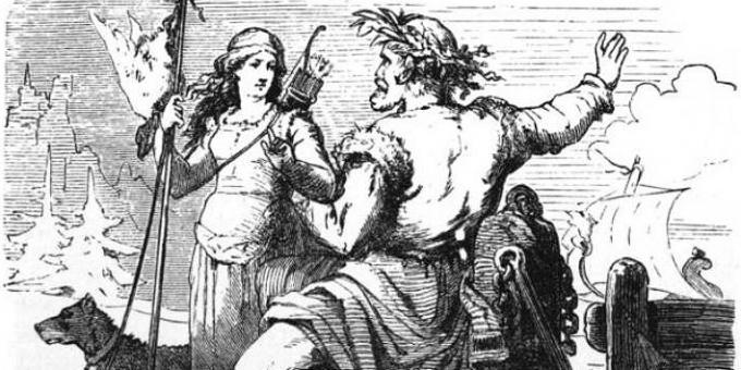 Scandinavian myths: the giantess Skadi and the sea god Njord