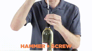 how to open a bottle of wine: a hammer and a screw