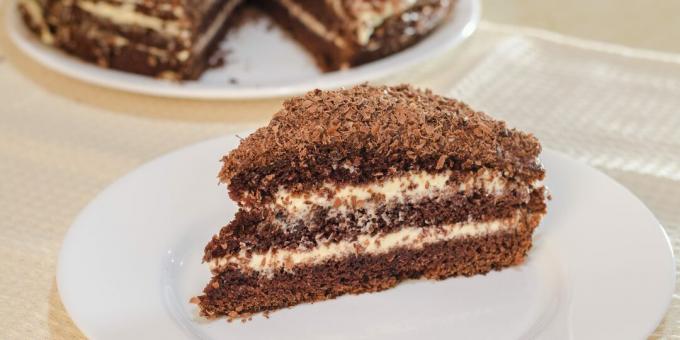 Chocolate cake with boiled condensed milk and cream cheese cream